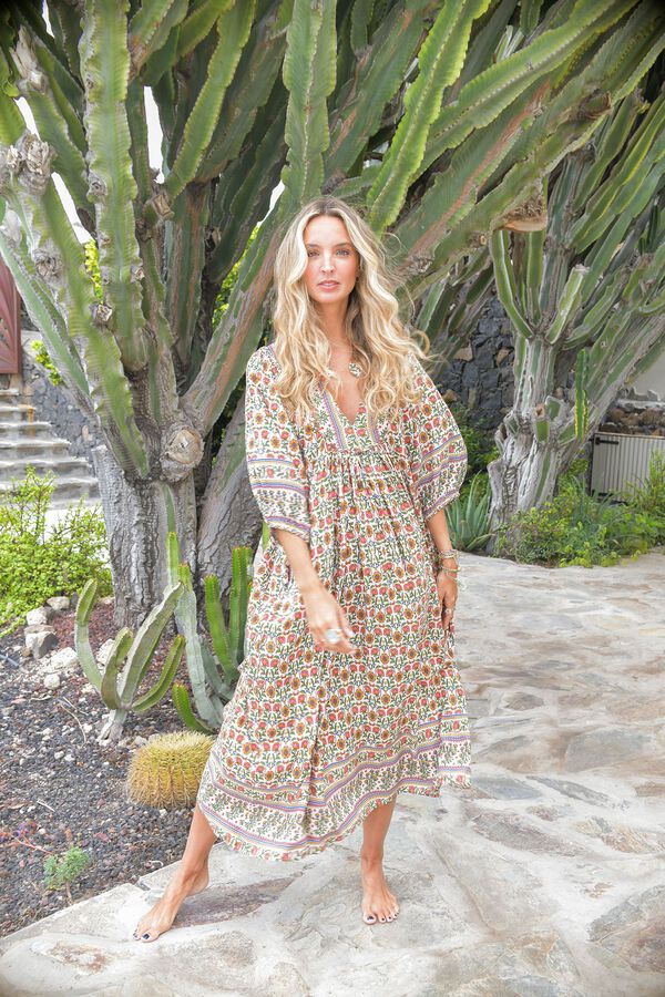 Jaase Vestido midi Boheme Estampado beige