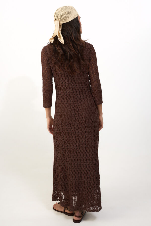 Slowlove Vestido largo lencero Marr&oacute;n