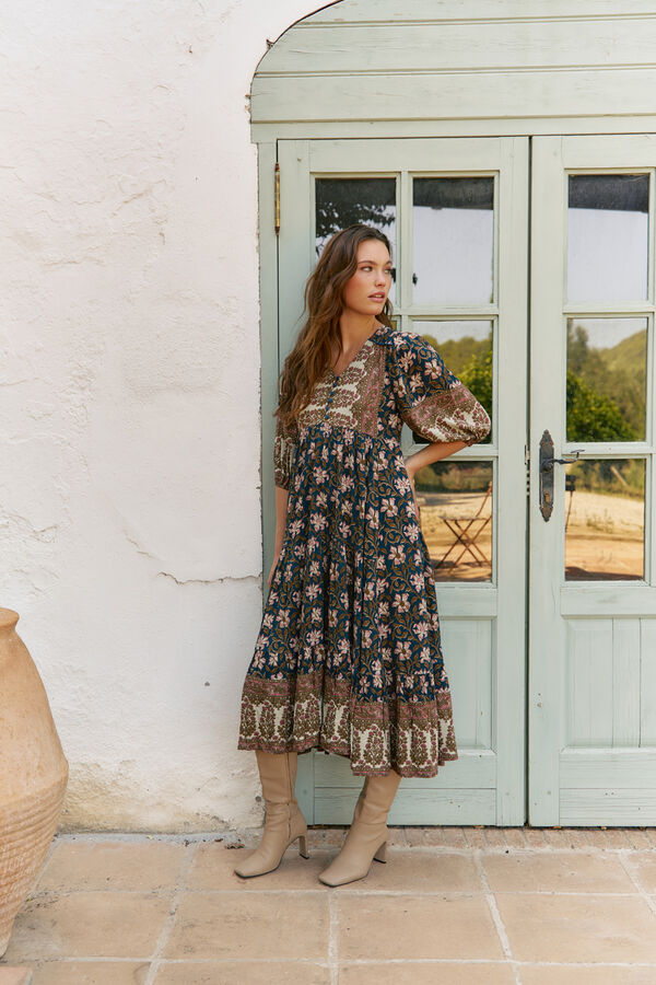Jaase Vestido midi Eve estampado Nomade Multicolor