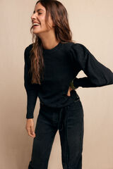 Slowlove Top estructura frunce Negro