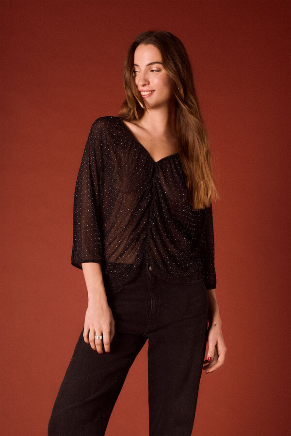 Slowlove Top fluido lurex Negro