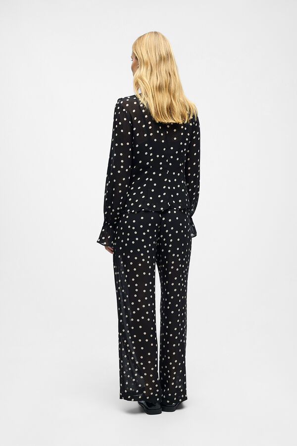 Object Pantal&oacute;n gasa estampado Negro