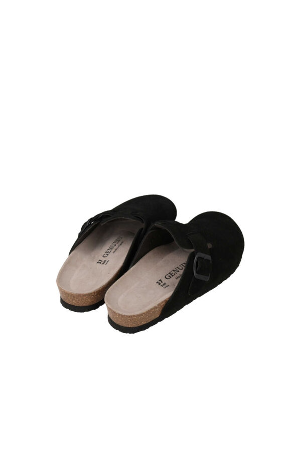 Genuins Zueco de piel serraje Negro