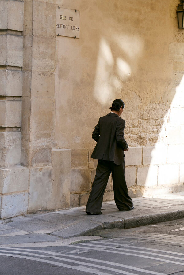 Vila Americana blazer de cuadros Marr&oacute;n