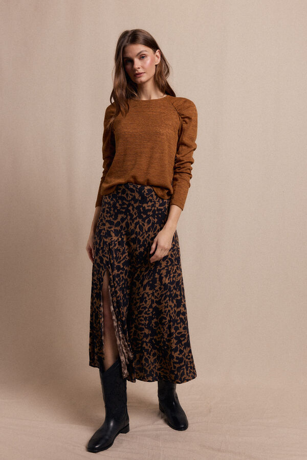 Slowlove Falda midi estampada Negro