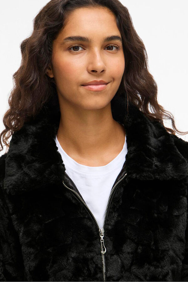 Vila Abrigo efecto pelo con cremallera Negro