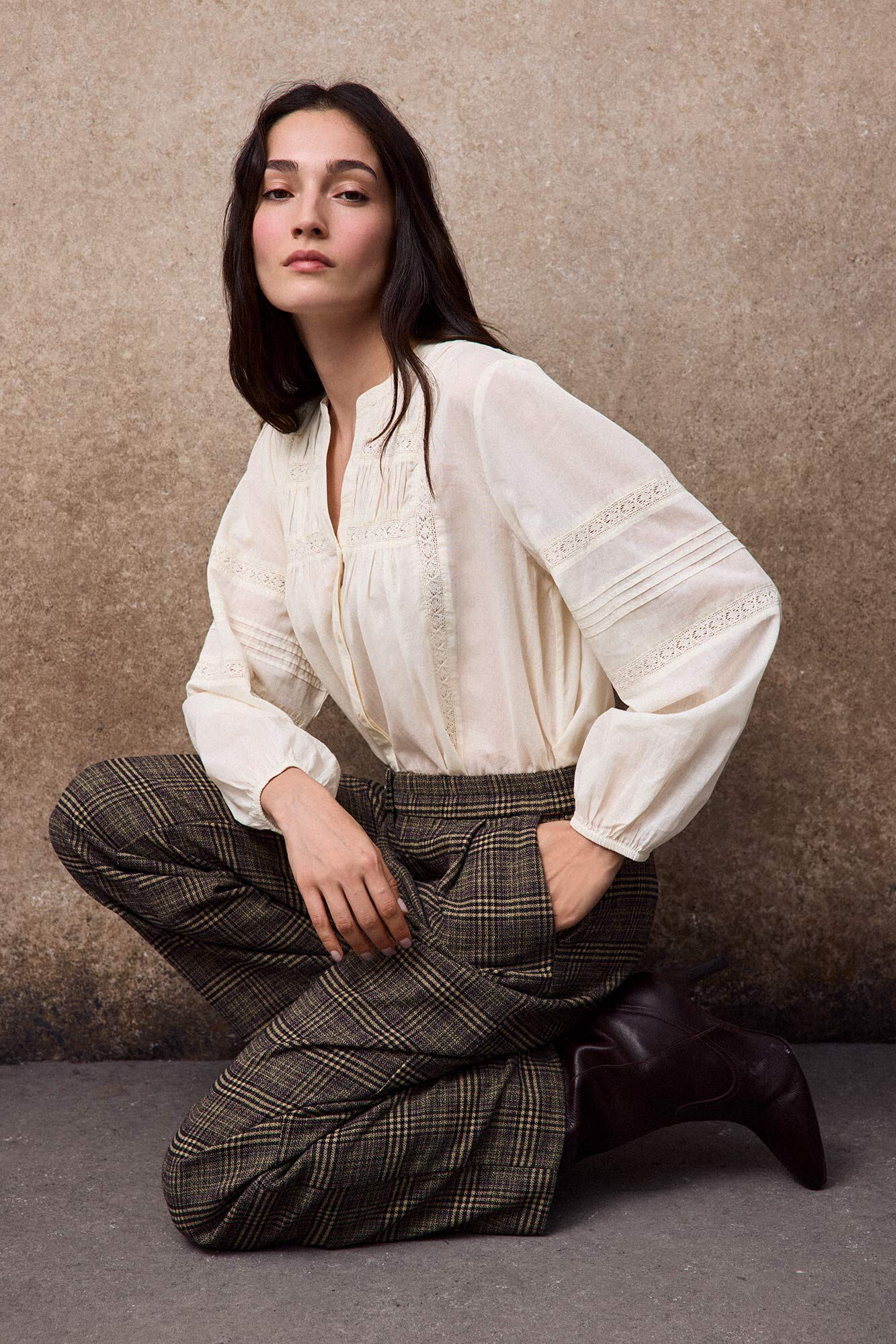 Slowlove Pantal&oacute;n de cuadros