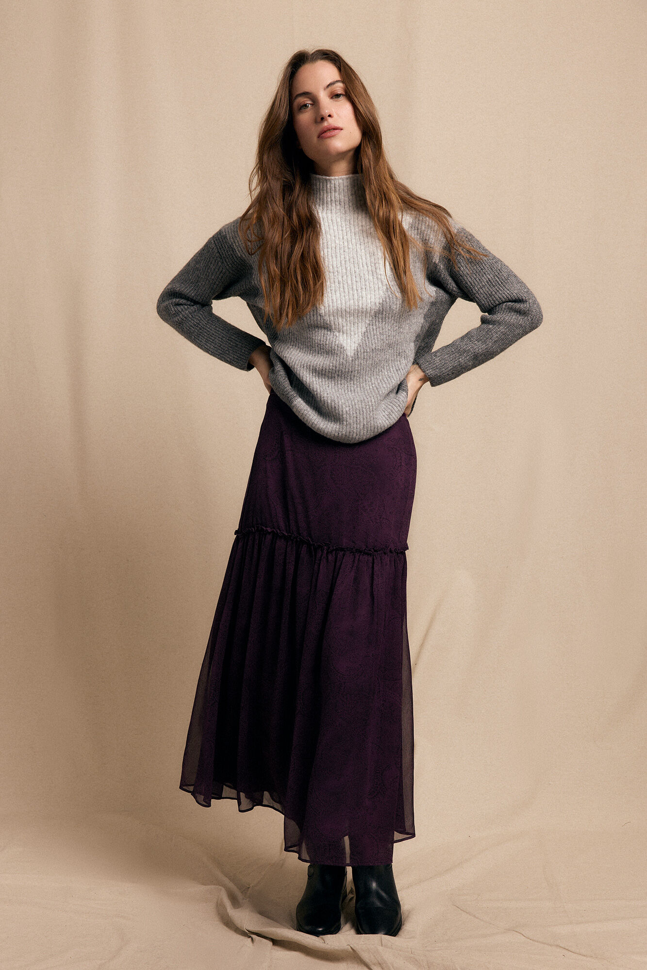 Slowlove Falda midi estampada