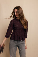 Slowlove Top estampado fruncido Granate