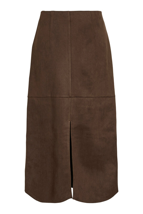 Vila Falda midi de ante Marr&oacute;n oscuro