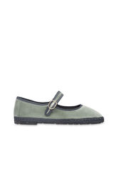 Flabelus Mery Jane de terciopelo Kaki
