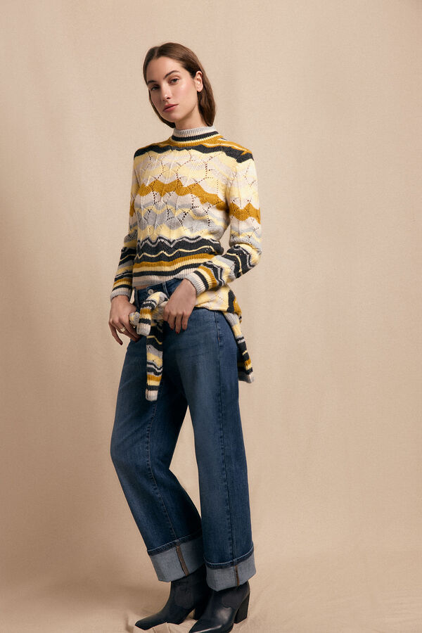 Slowlove Jersey ondas multicolor Estampado amarillo