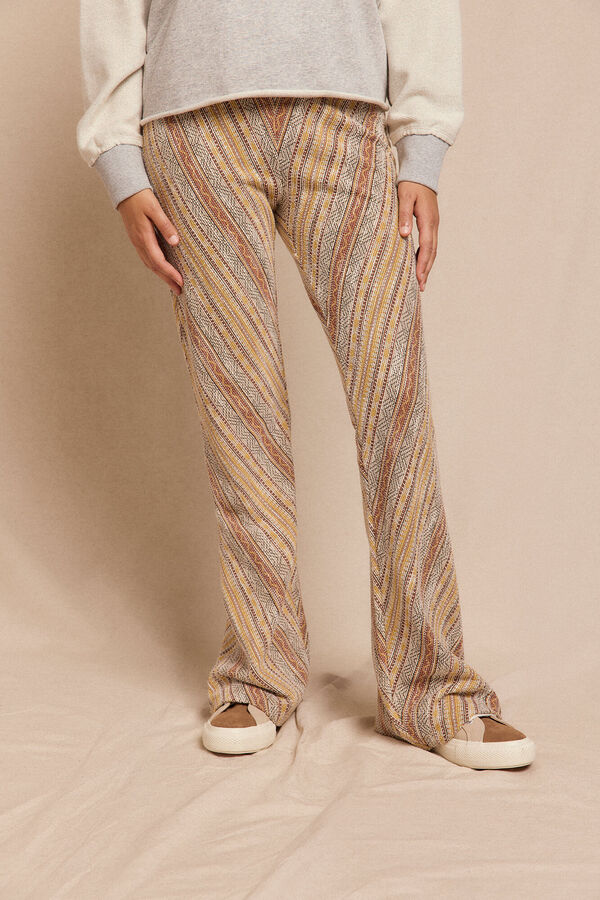 Slowlove Pantalón campana de punto Estampado marrón