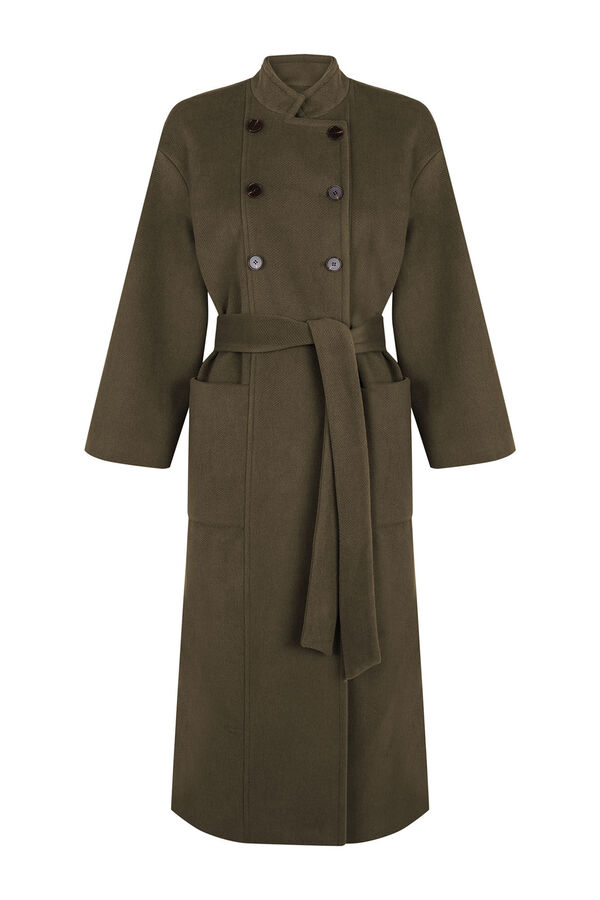 Slowlove Abrigo largo con doble botonadura Kaki