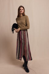 Slowlove Falda capa de punto rayas Estampado rojo