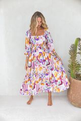 Jaase Vestido midi manga larga Estampado blanco