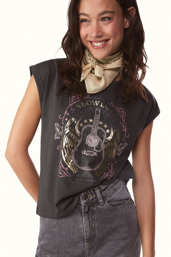 Slowlove Camiseta slowlove guitarra Gris oscuro