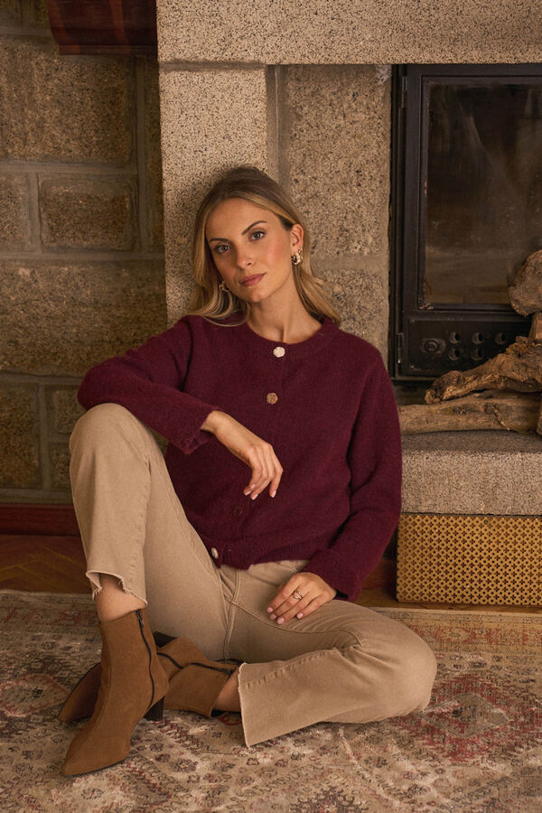 Pol&iacute;n Et Moi Cardigan botones Mercedes Vino