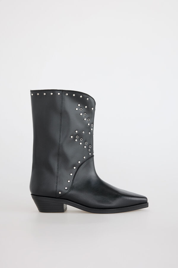 Slowlove Bota piel tachas Negro