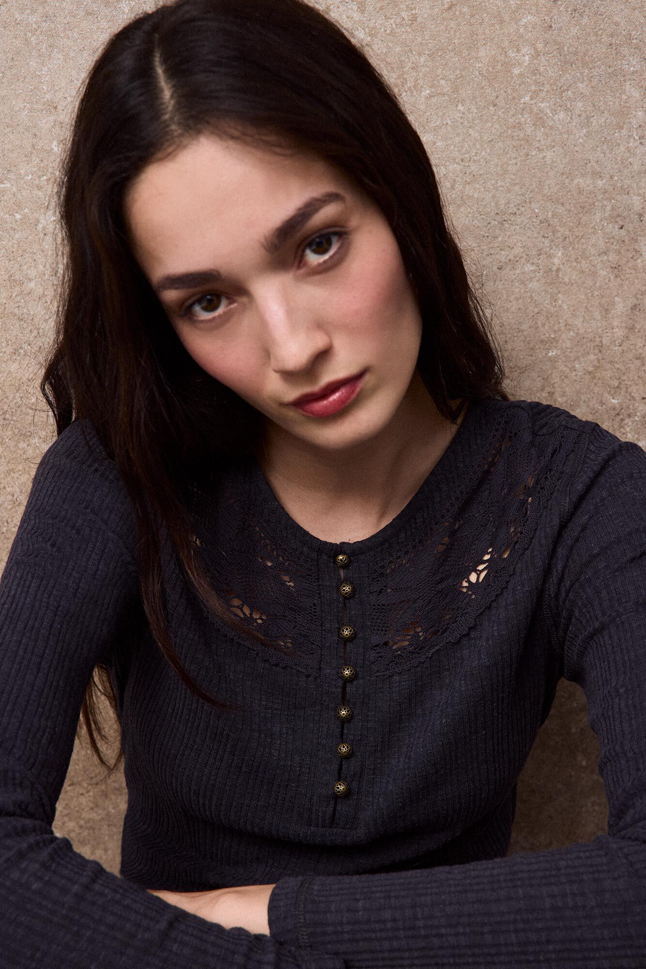 Slowlove Top escote blonda