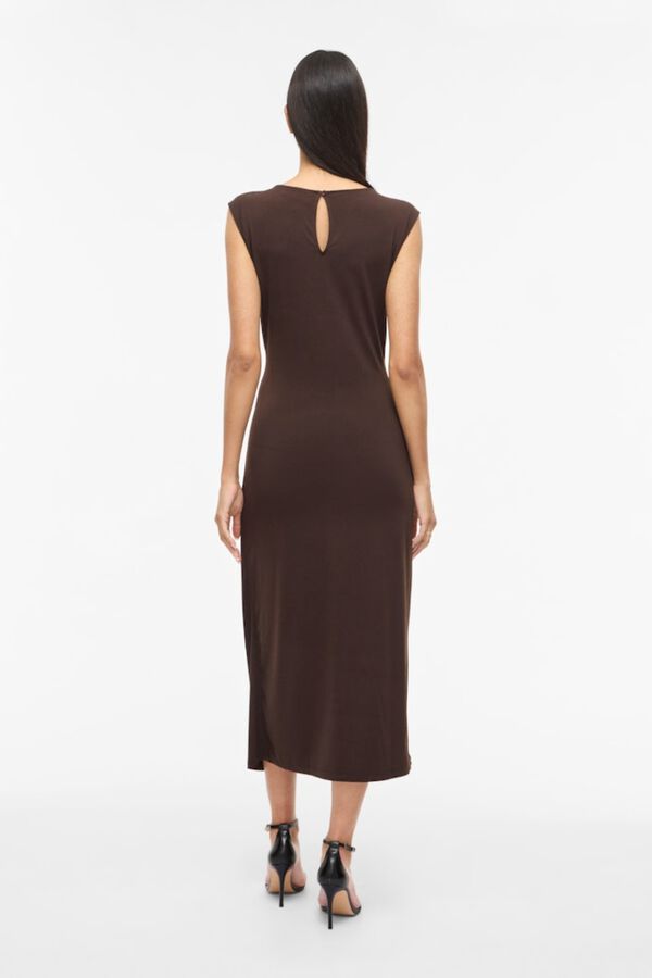 Vila Vestido midi con aplique Marr&oacute;n oscuro