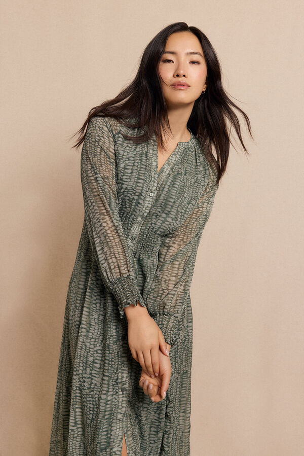 Slowlove Vestido estampado fluido Estampado verde