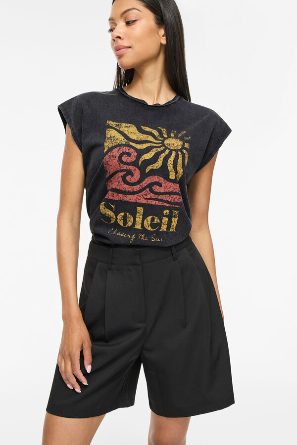 Vila Camiseta vintage con estampado Negro