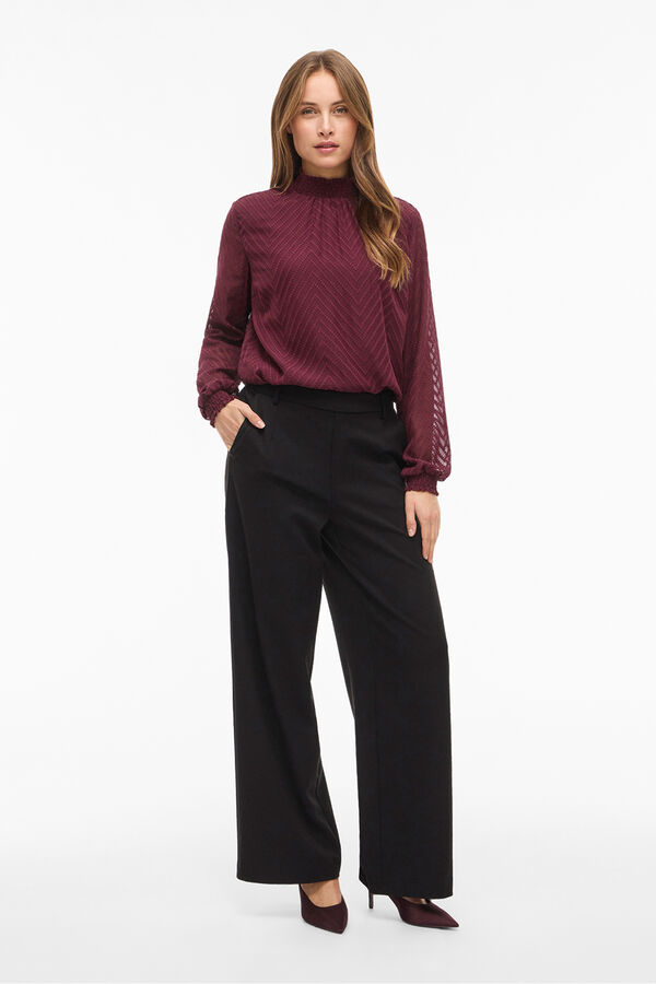 Vila Blusa de manga larga con cuello alto Granate