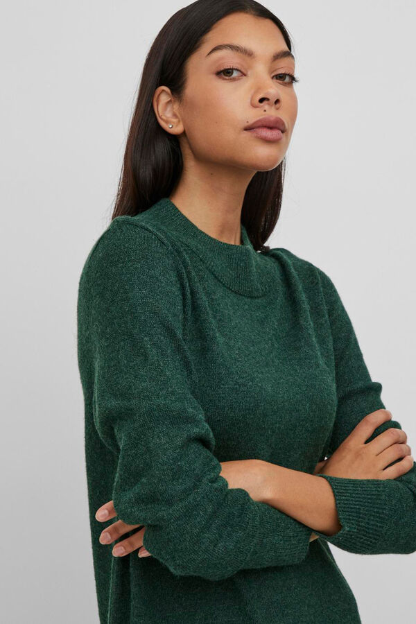 Vila Vestido de punto con viscosa Verde oscuro