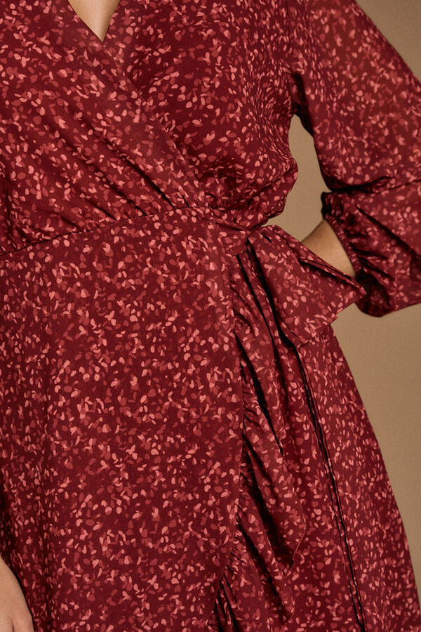 Pol&iacute;n Et Moi Vestido cruzado Nati Estampado granate