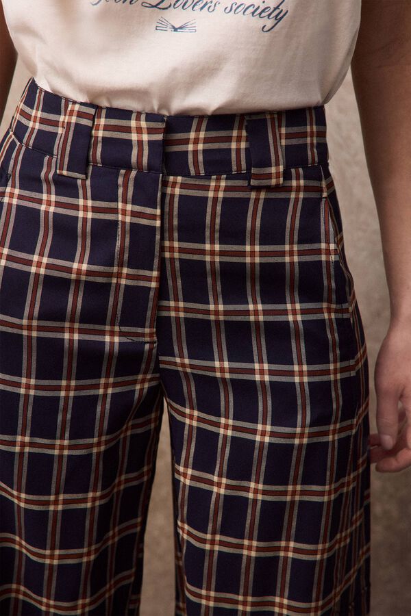 Slowlove Pantal&oacute;n corte barrel de cuadros Verde