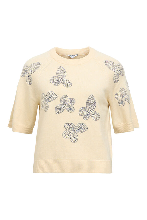 Object Jersey manga corta bordado Beige