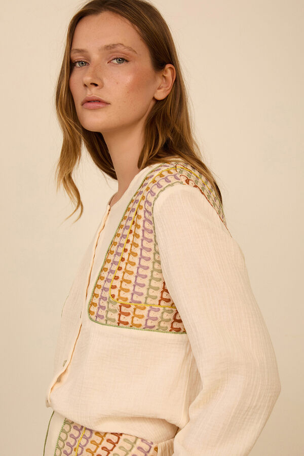 Meisie Blusa bimateria con pa&ntilde;uelo Blanco