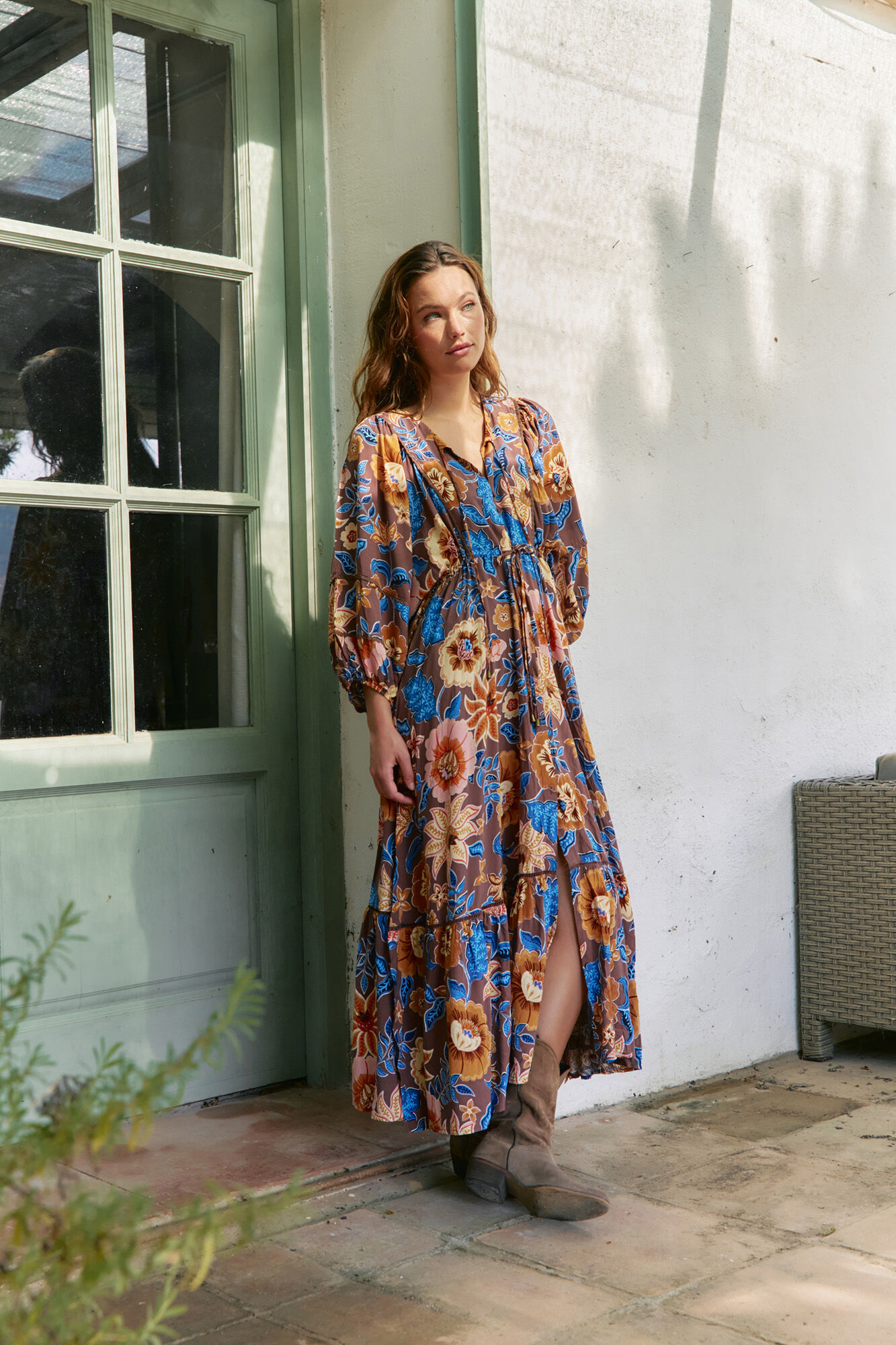 Jaase Vestido largo catalonia estampado tierra