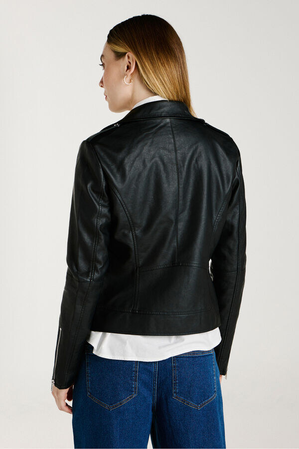 Vila Chaqueta biker polipiel Negro