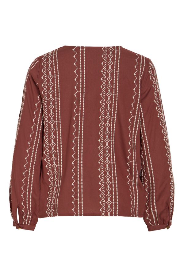 Vila Blusa bordada manga larga Vino