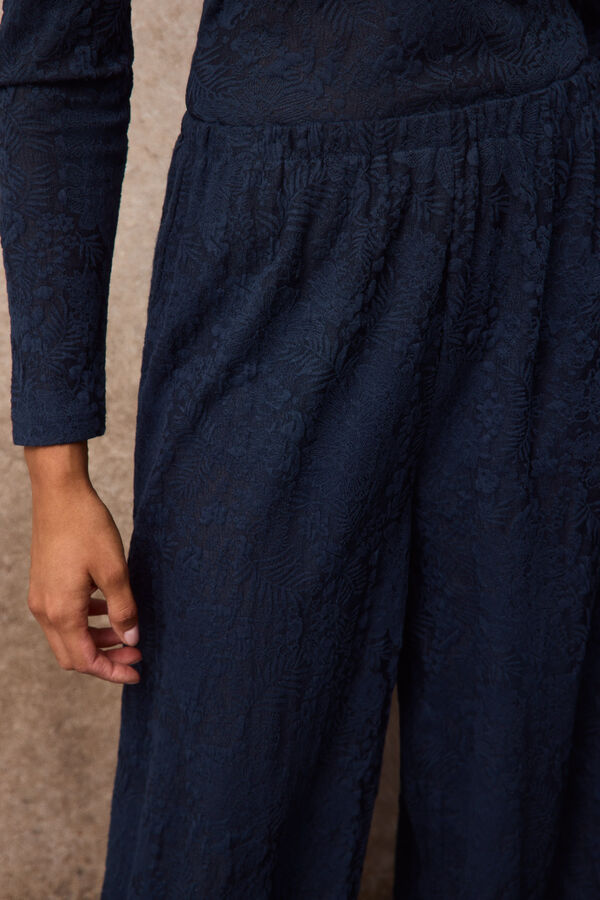 Slowlove Pantal&oacute;n bombacho de punto Azul marino