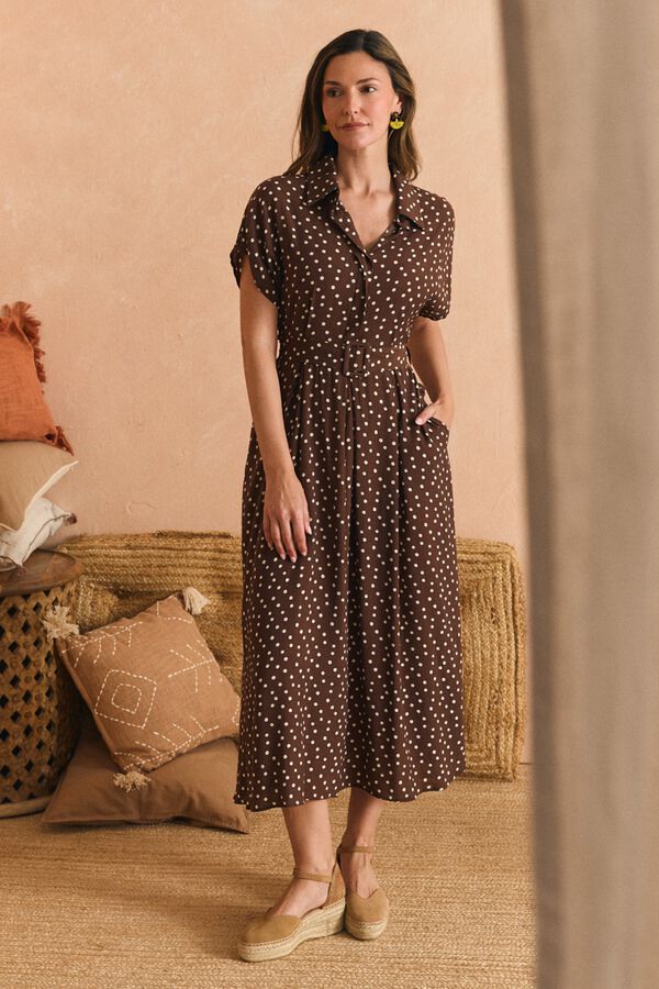 Pol&iacute;n Et Moi Vestido midi Vela Marr&oacute;n oscuro
