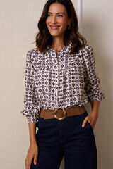 Pol&iacute;n Et Moi Camisa geom&eacute;trica Lila Estampado blanco