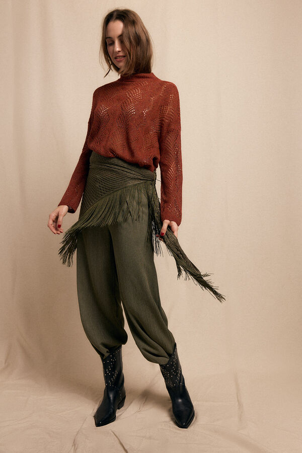 Slowlove Pantalón de pinzas rastrero Kaki