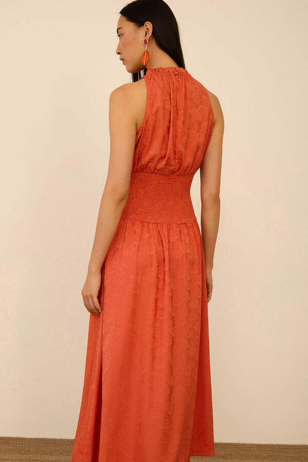 Meisie Vestido largo tejido jacquard Naranja