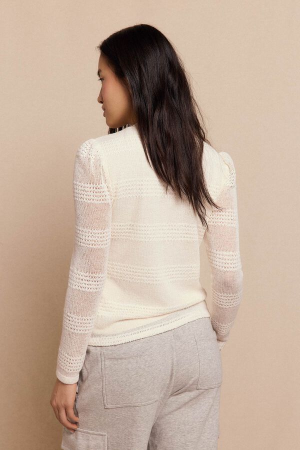 Slowlove Top manga larga estructura rústica Marfil