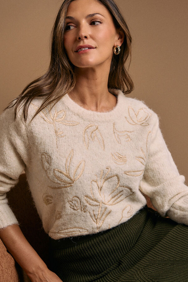 Pol&iacute;n Et Moi Jersey bordados Lurex crudo Marfil