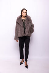 Object Abrigo efecto pelo con solapas Gris oscuro