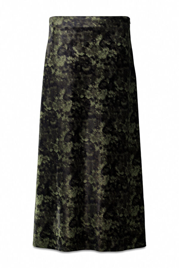 Slowlove Falda midi de terciopelo tie dye Negro