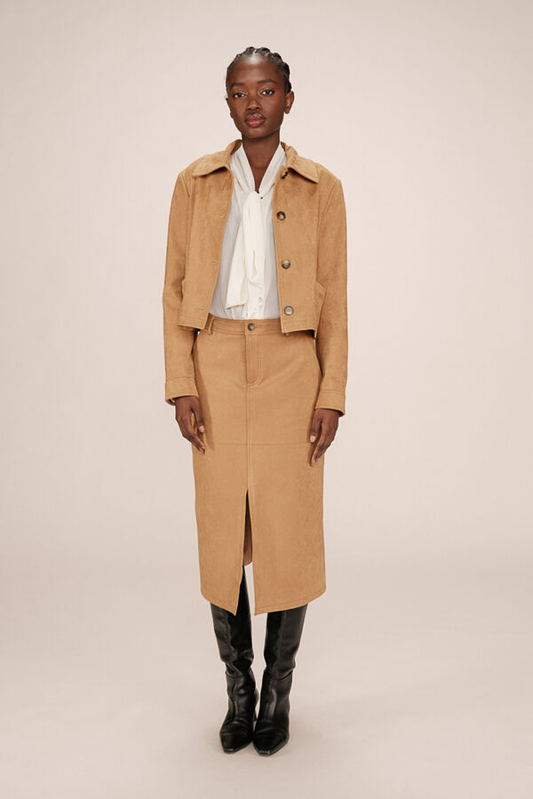 Grace & Mila Chaqueta corta de ante sint&eacute;tico Beige