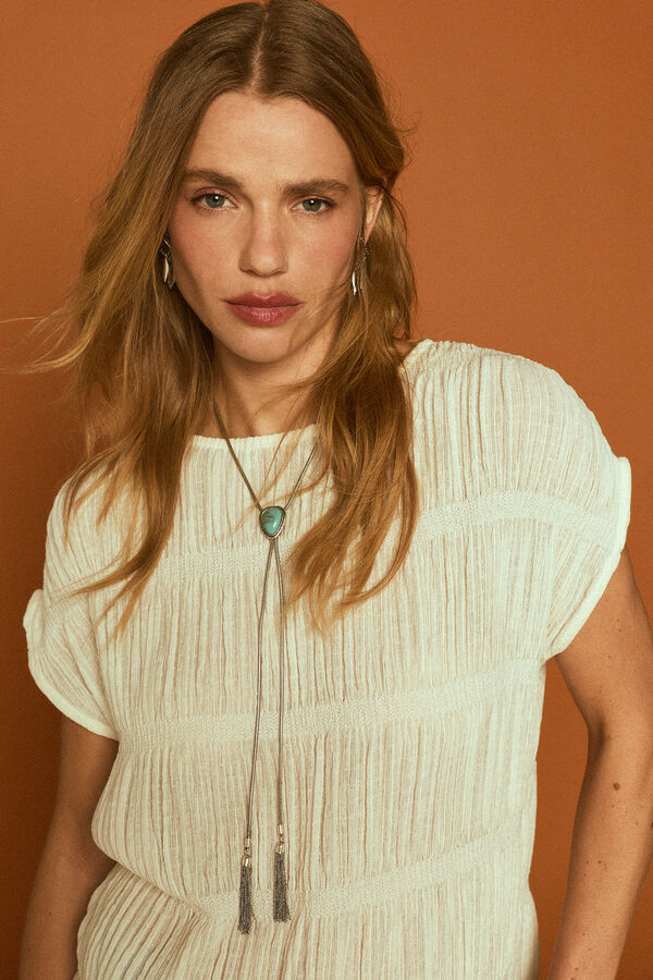 Slowlove Collar largo piedra Gris