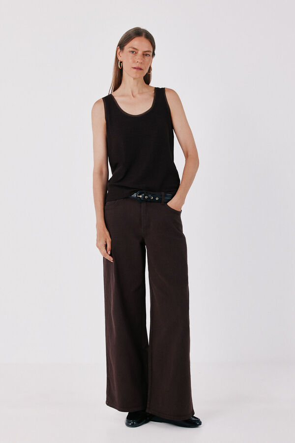 Cortefiel Jeans Wide Leg Marr&oacute;n oscuro