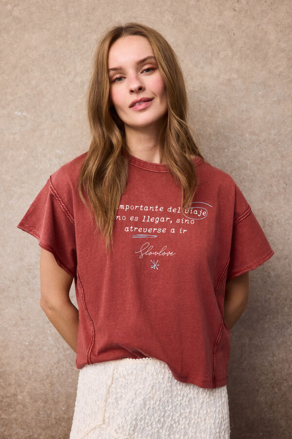 Slowlove Camiseta print Naranja