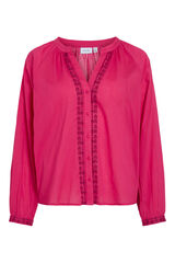Vila Blusa con bordados de algod&oacute;n org&aacute;nico Fucsia